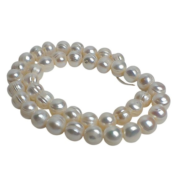 Vintage Baroque Freshwater White Pearl Bead Strand For Jewelry Making - Picture 5 of 5